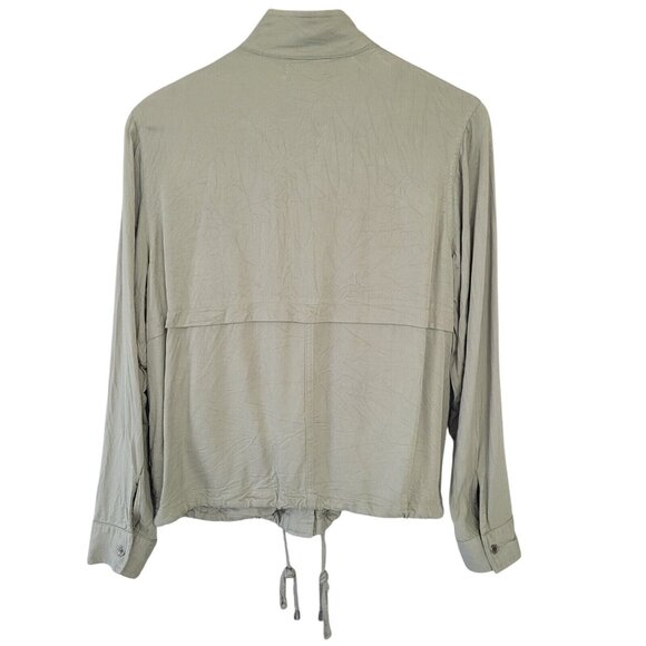 Kensie Jeans Soft Utility Jacket Shacket Womens Size M Green Adjustable Waist - Picture 2 of 8